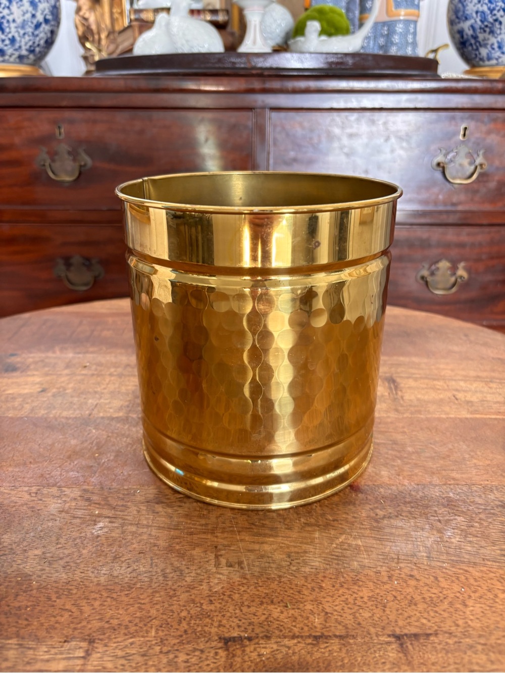 Hammered Brass Planter - Gold Decorative Cachepot